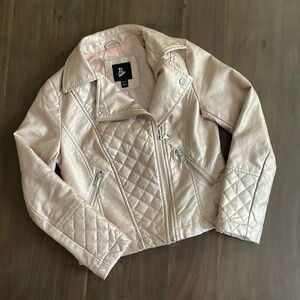 Girls Pink Metallic Faux Leather Moto Jacket size Small/6